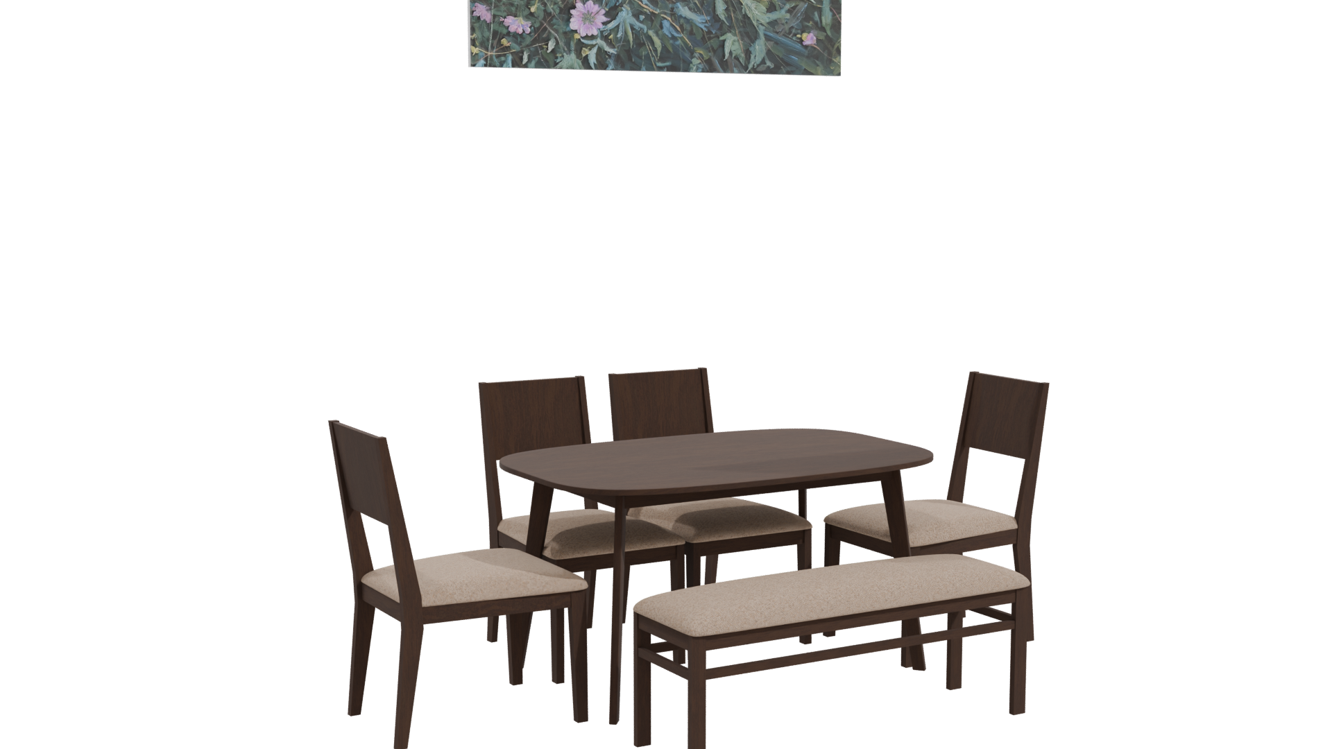 Stylish Wooden Dining Set 3D - Professional 3D Model Render 10