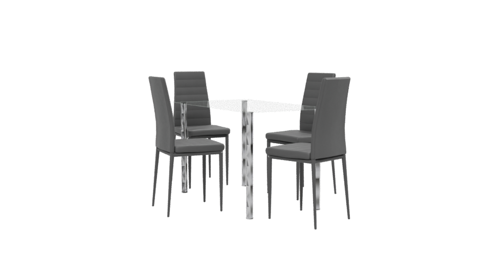 Contemporary Glass Dining Table Set 3D Model - Professional 3D Model Render 13
