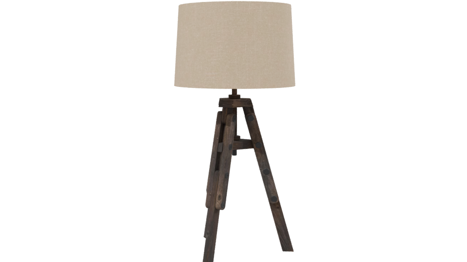 Industrial Wooden Tripod Lamp 3D - Professional 3D Model Render 2
