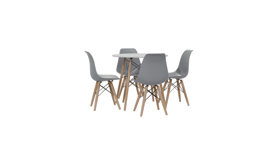 Modern Round Table and Chairs Set - Professional 3D Model Render 6