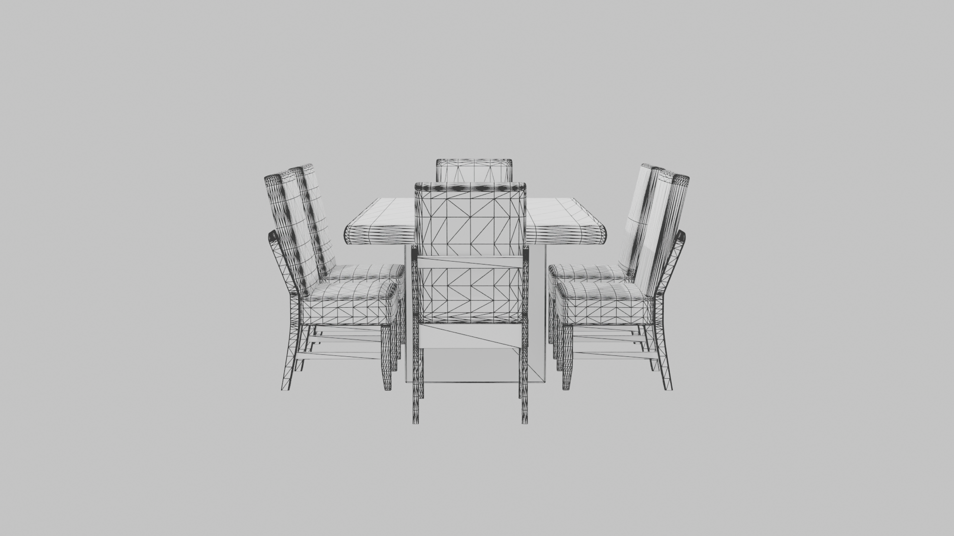 Stylish Wooden Dining Table Set - Professional 3D Model Render 9