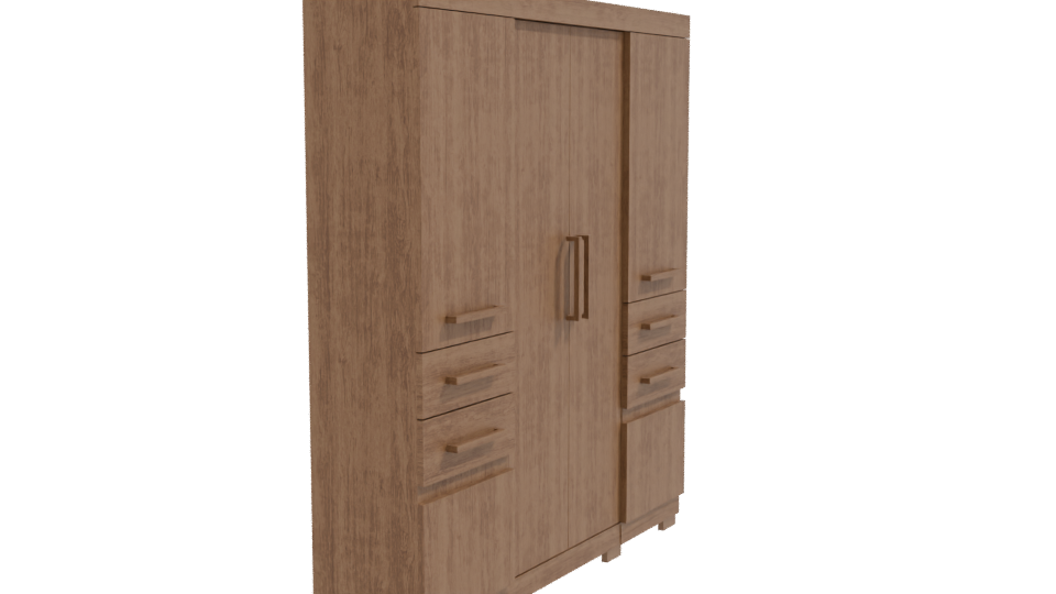Elegant Wooden Wardrobe 3D Model - Professional 3D Model Render 9