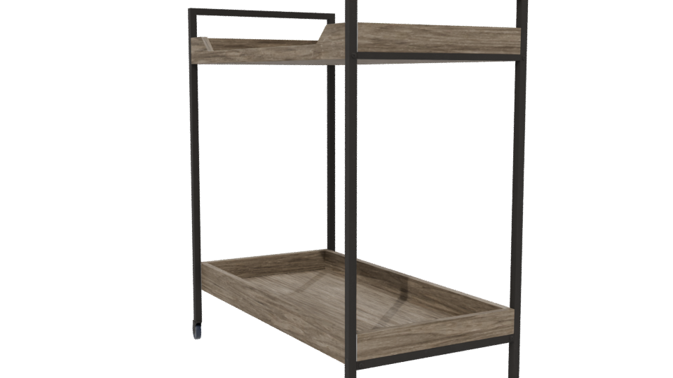 Industrial Wooden Serving Cart 3D Model - Professional 3D Model Render 13