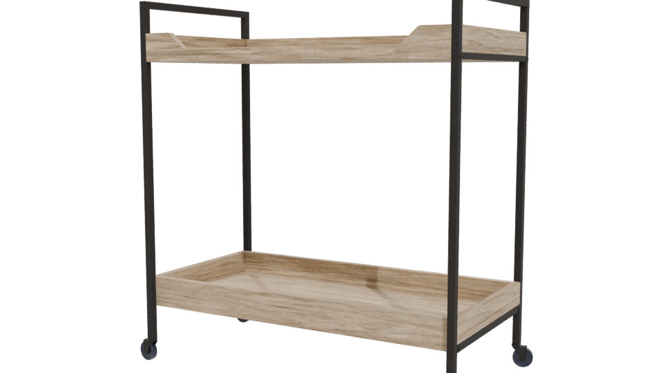Stylish Wooden Serving Cart 3D - Professional 3D Model Render 12