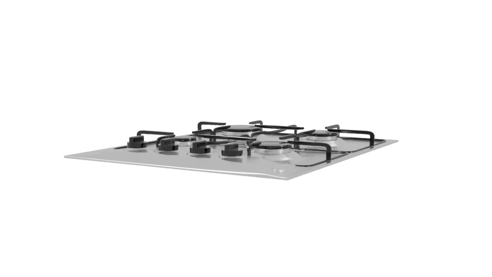 Modern Gas Cooktop 4 Burners 3D - Professional 3D Model Render 3