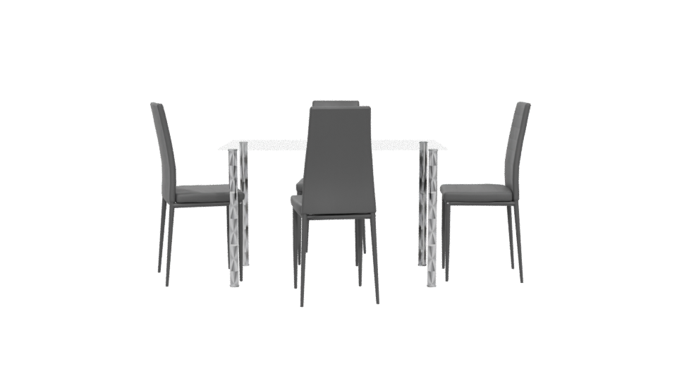 Contemporary Glass Dining Table Set 3D Model - Professional 3D Model Render 5