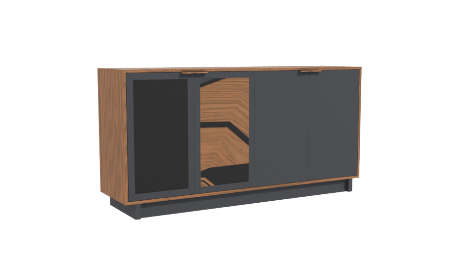 Contemporary Glass-Front Wooden Cabinet 3D Model - Professional 3D Model Render 10