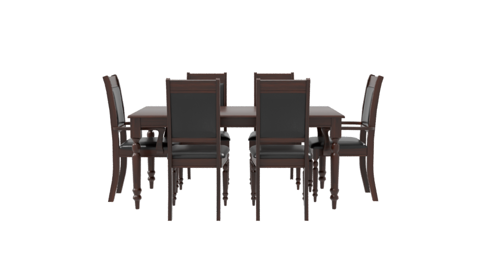 Elegant Wooden Dining Table Set 3D Model - Professional 3D Model Render 8