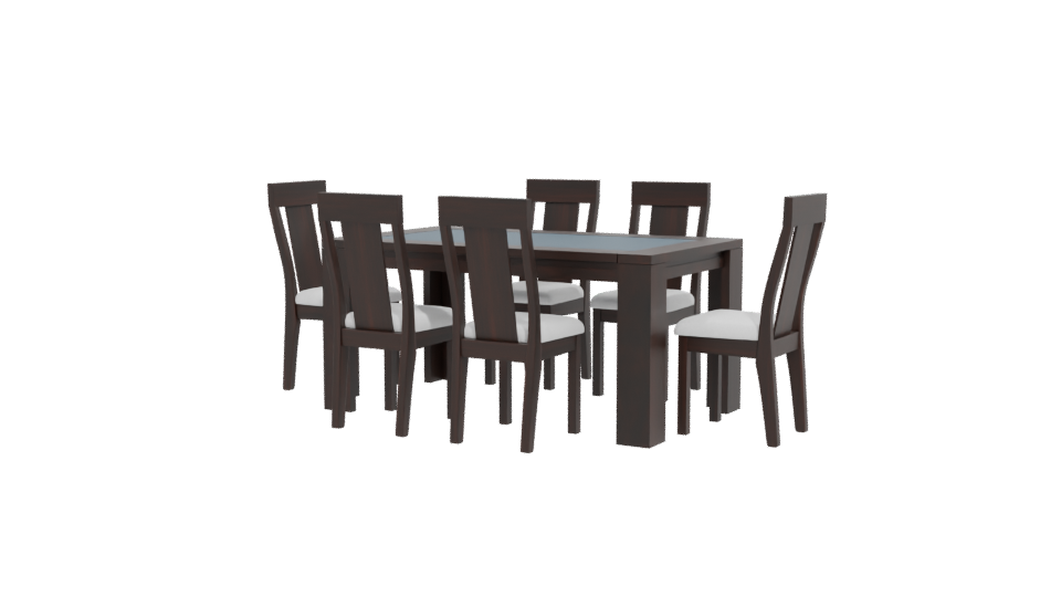 Elegant Modern Wooden Dining Table with Chairs - Professional 3D Model Render 12