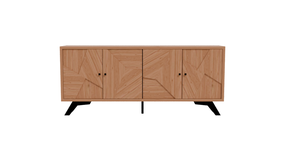 Stylish Wooden Storage Cabinet 3D - Professional 3D Model Render 11