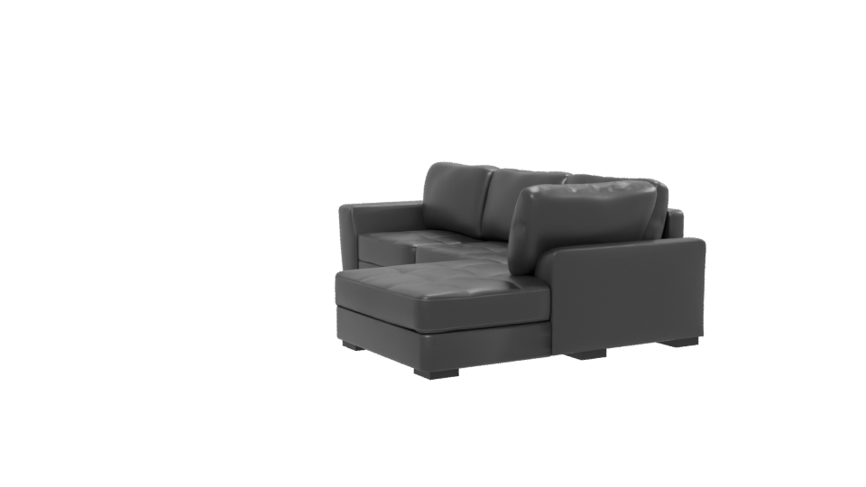 Contemporary Black Leather Sectional Sofa 3D Model - Professional 3D Model Render 13