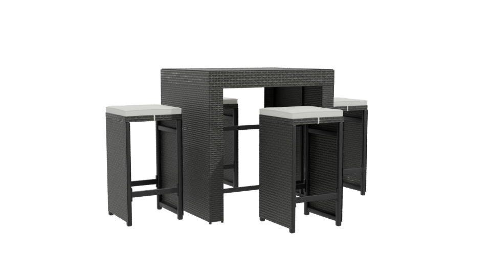 Bar Table with 4 Stools 3D - Professional 3D Model Render 10