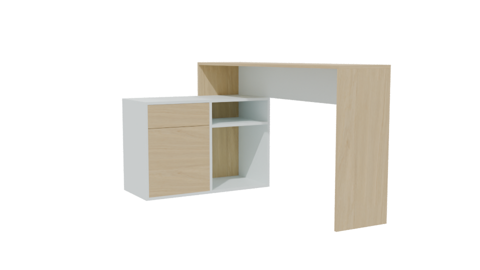 Minimalist Desk with Storage Unit - Professional 3D Model Render 13