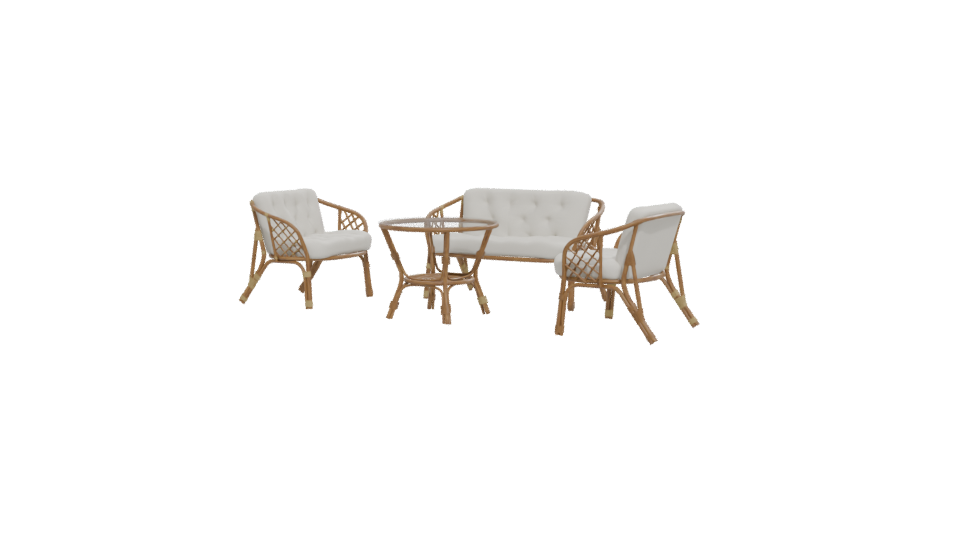 Elegant Rattan Furniture Set 3D - Professional 3D Model Render 12