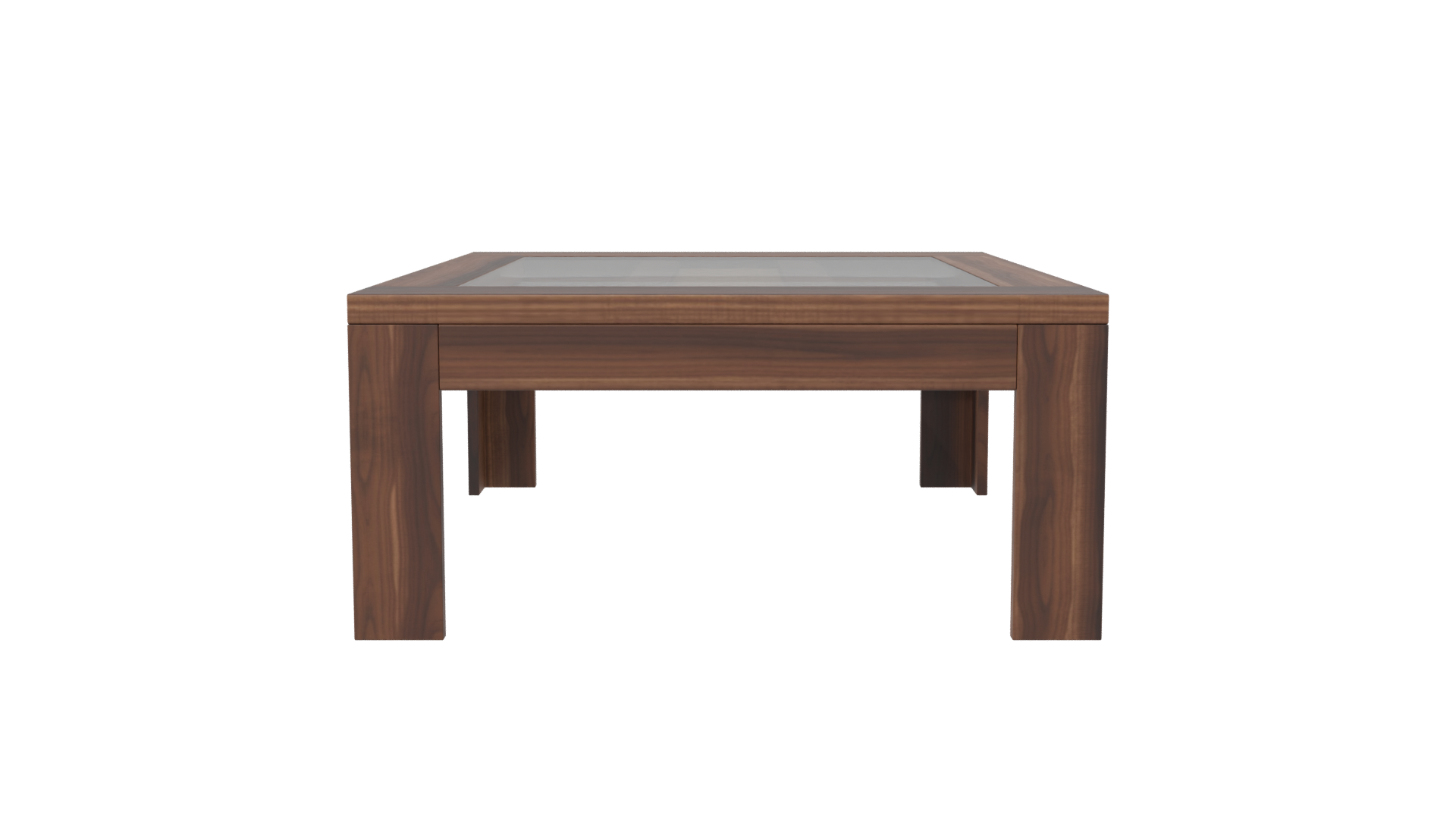 Elegant Glass Top Wooden Table - Professional 3D Model Render 2