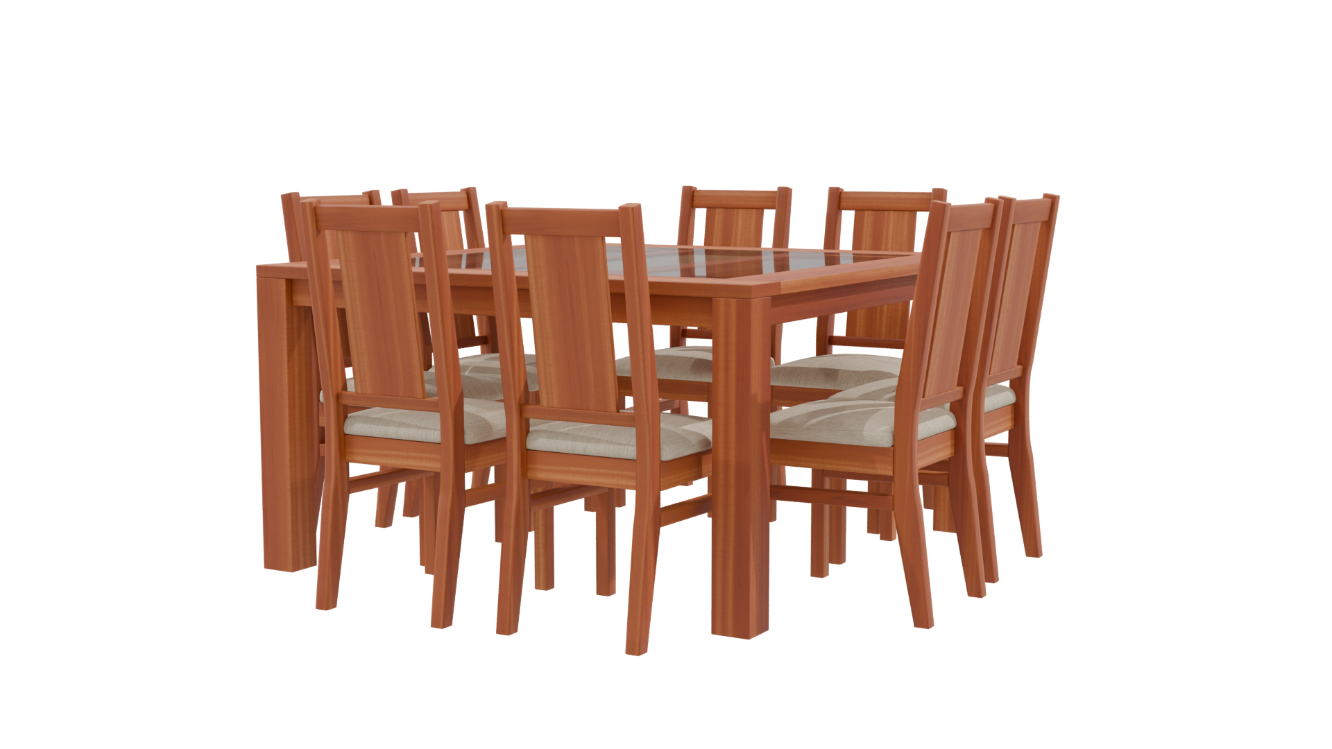 Stylish Wooden Dining Table Set 3D Model - Professional 3D Model Render 9