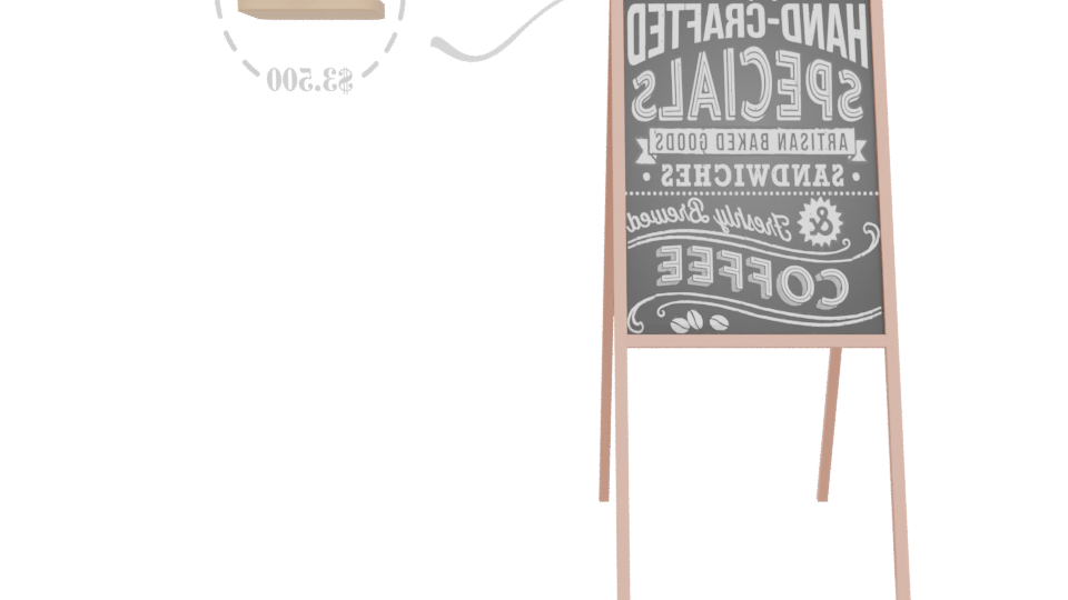 Chalkboard Menu Stand 3D Model - Professional 3D Model Render 5