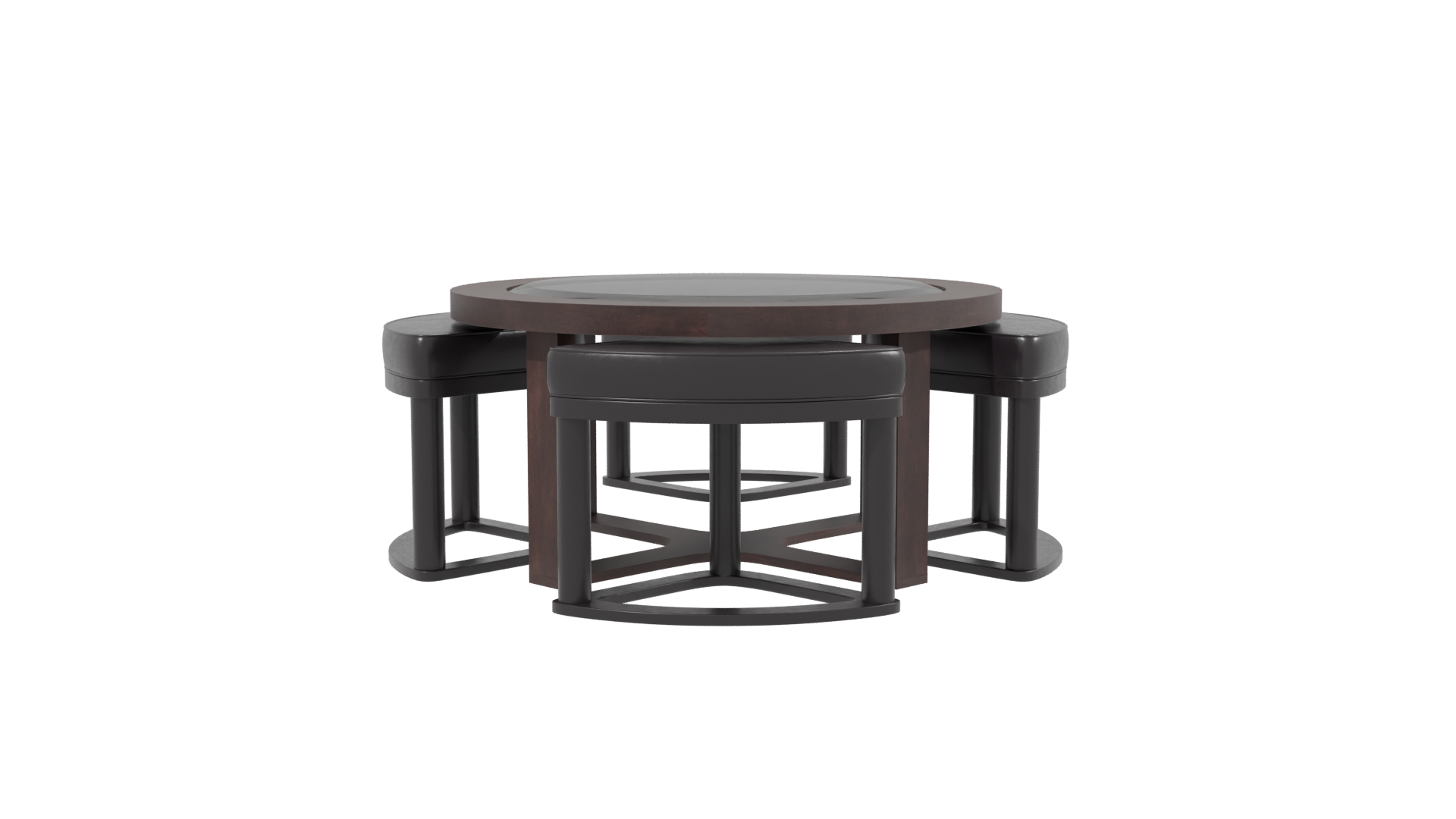 Modern Round Dining Table Set - Professional 3D Model Render 2