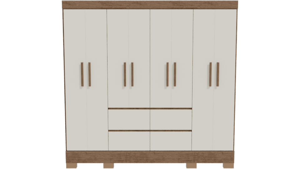Stylish Wooden Wardrobe 3D Model - Professional 3D Model Render 11
