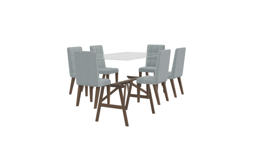 Stylish Glass Dining Table Set - Professional 3D Model Render 9