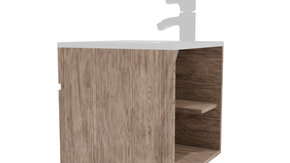 Stylish Wooden Sink Vanity 3D - Professional 3D Model Render 3