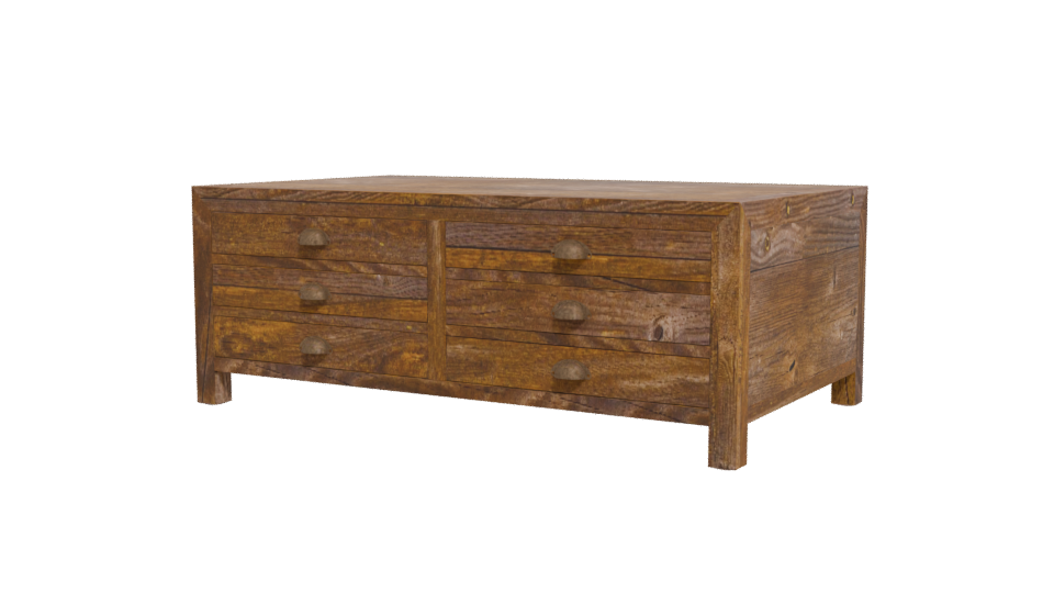 Vintage Wooden Storage Table Model - Professional 3D Model Render 12