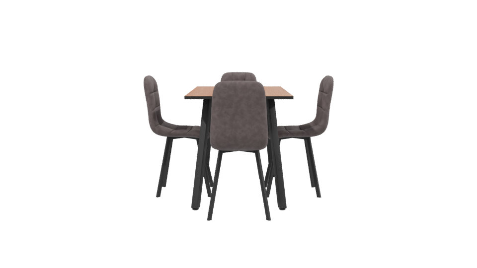 Stylish Wooden Dining Table Set - Professional 3D Model Render 2