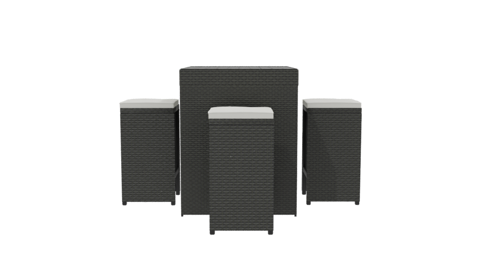 Bar Table with 4 Stools 3D - Professional 3D Model Render 8