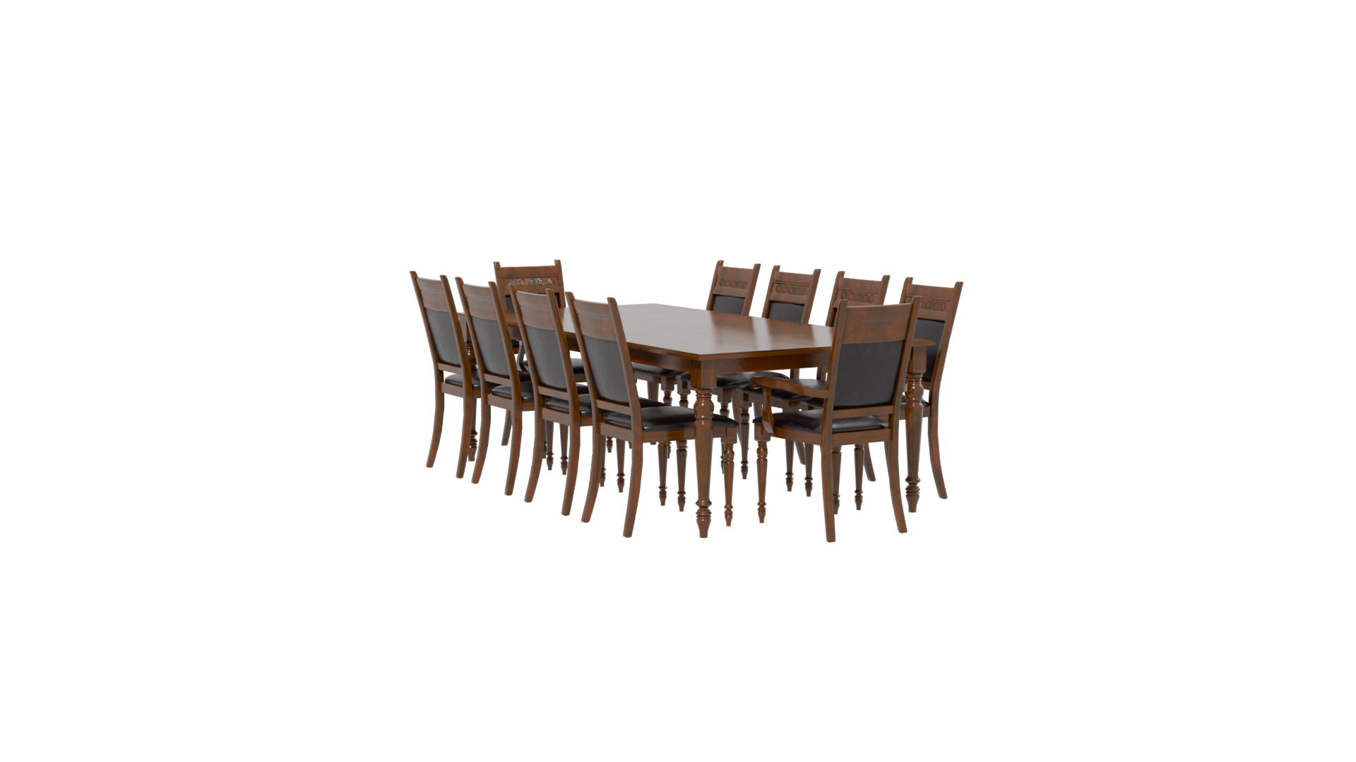 Elegant Wooden Dining Table Set - Professional 3D Model Render 13