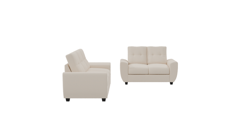 Contemporary Cream Leather Sofa Set 3D Model - Professional 3D Model Render 8