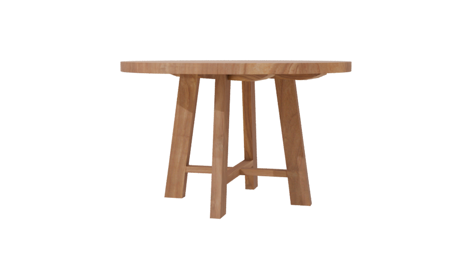 Stylish Round Wooden Dining Table - Professional 3D Model Render 7