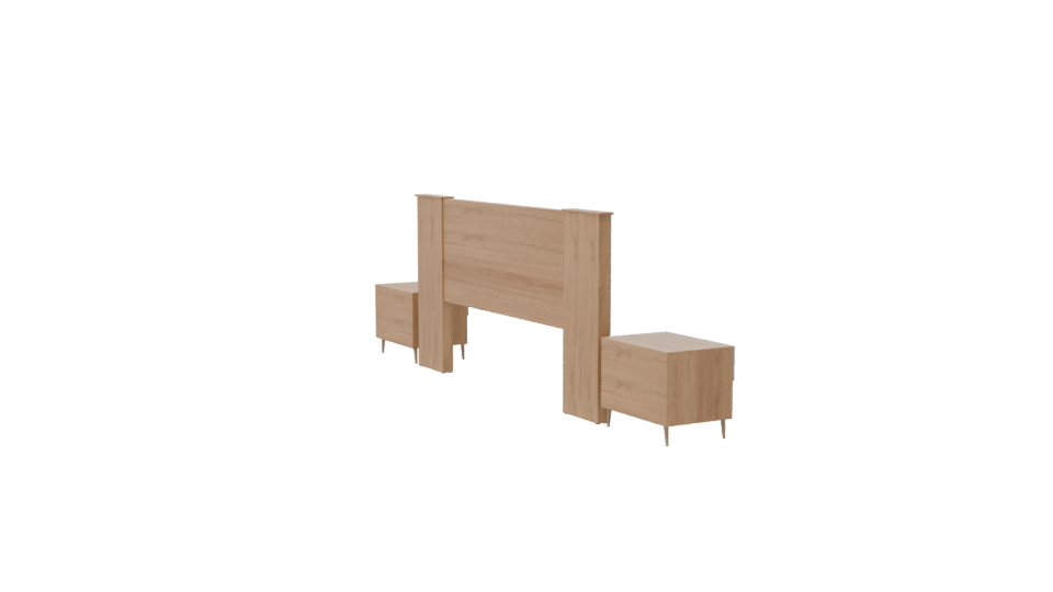 Modern Headboard with Nightstands 3D - Professional 3D Model Render 7