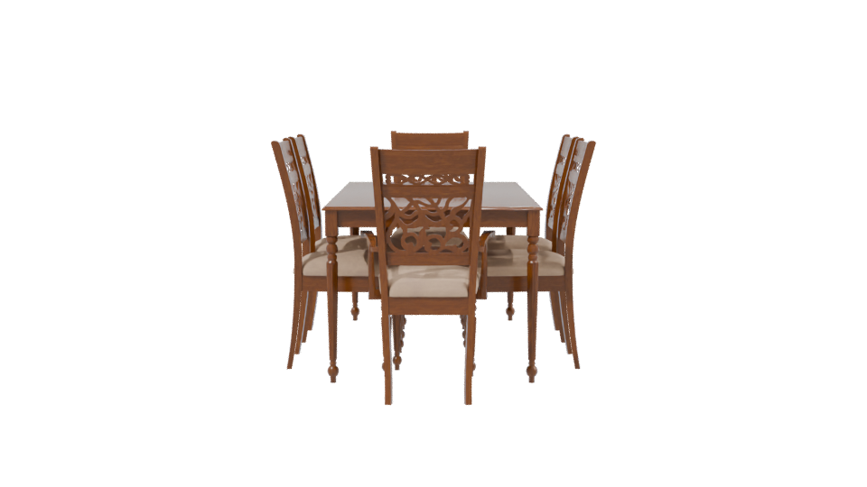 Elegant Wooden Dining Set 3D - Professional 3D Model Render 2