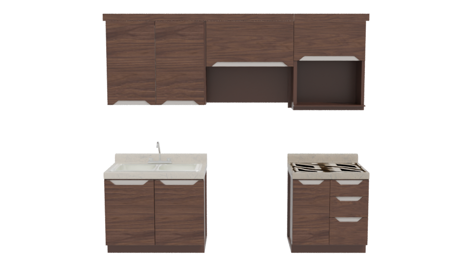 Modern Kitchen Cabinet Set 3D - Professional 3D Model Render 11