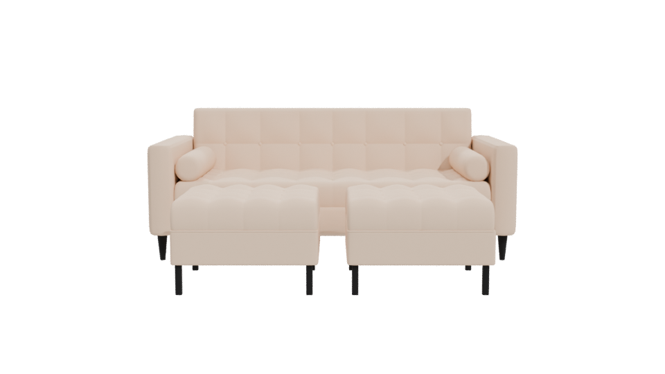 Retro Sofa with Poufs 3D Model - Professional 3D Model Render 11