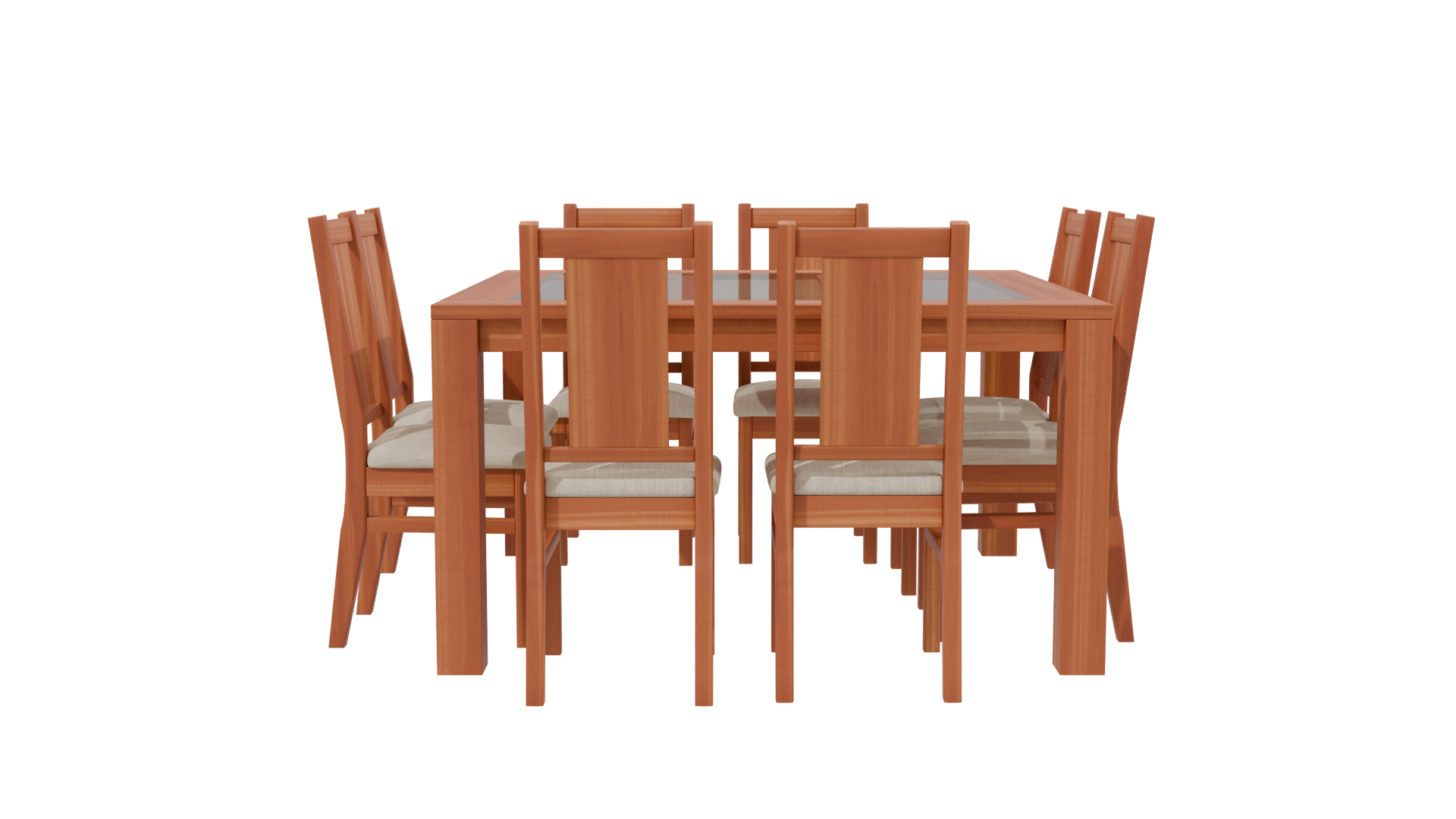 Stylish Wooden Dining Table Set 3D Model - Professional 3D Model Render 2