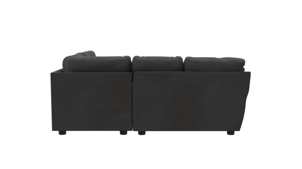 Contemporary Black Leather Sectional Sofa 3D Model - Professional 3D Model Render 8