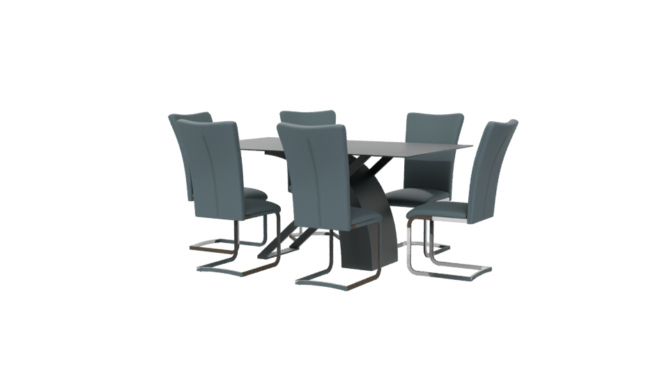 Rectangular Dining Table Set 3D - Professional 3D Model Render 6