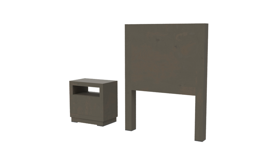 Minimalist Wooden Bedside Table Set - Professional 3D Model Render 6