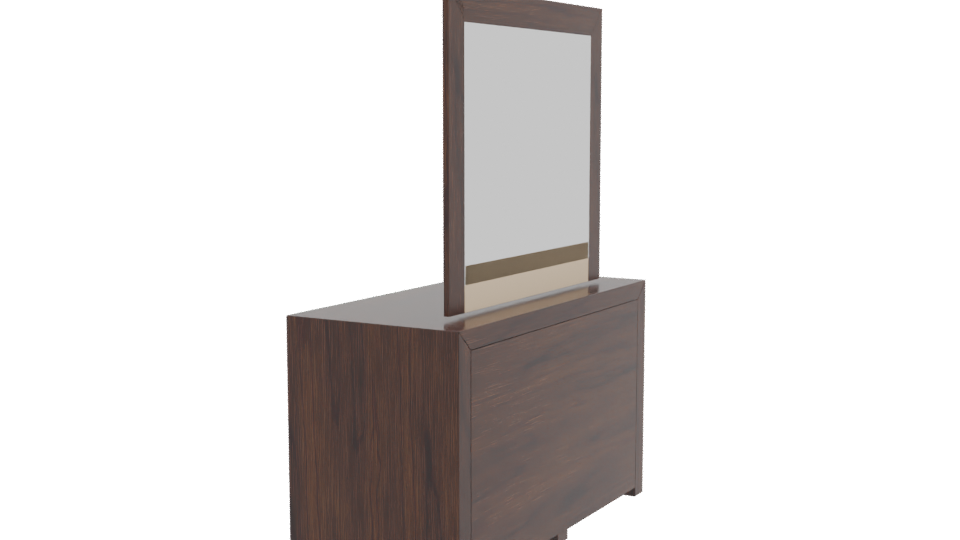 Modern Wooden Dresser with Mirror - Professional 3D Model Render 3