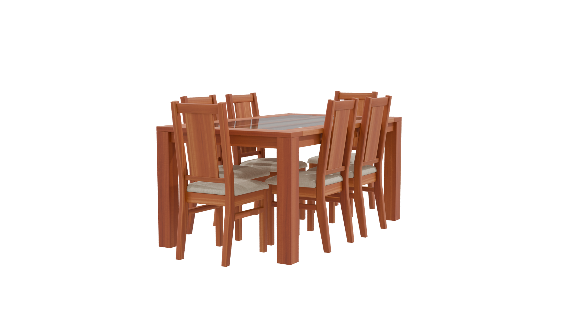 Elegant Wooden Dining Set 3D - Professional 3D Model Render 18
