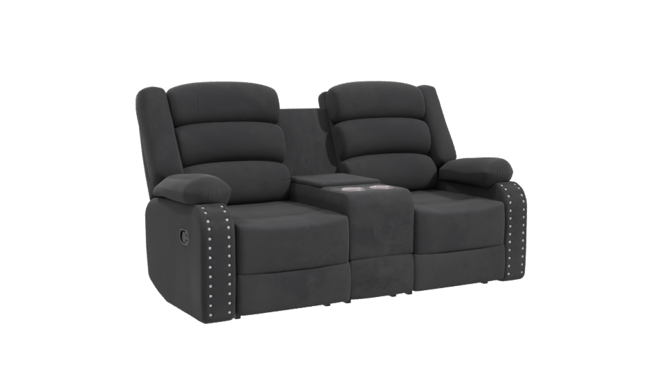 Reclining Black Love Seat 3D - Professional 3D Model Render 10