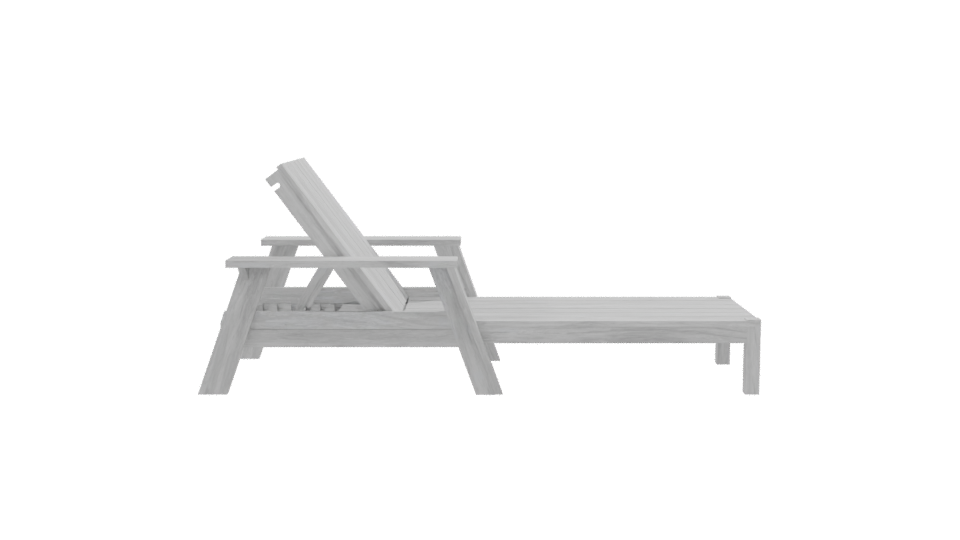 Stylish Outdoor Wooden Lounge Chair 3D Model - Professional 3D Model Render 8