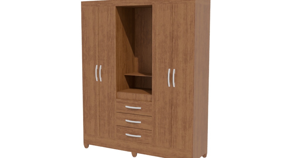 Wooden 4-Door Cabinet 3D Model - Professional 3D Model Render 12