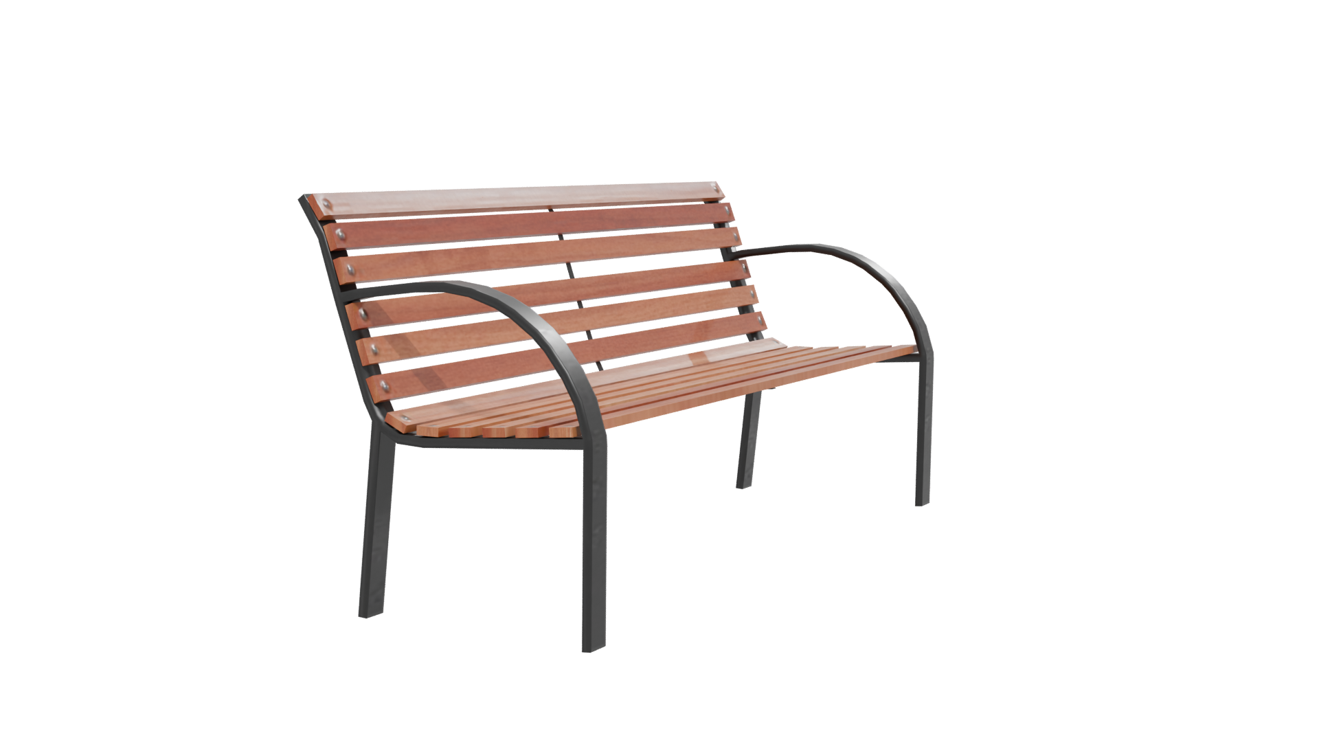 Elegant Outdoor Park Bench 3D - Professional 3D Model Render 12