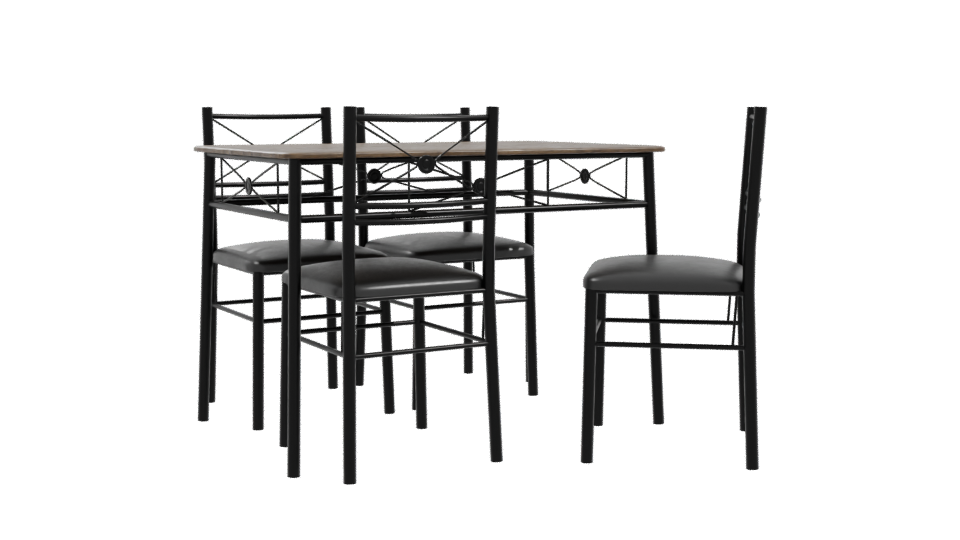 Stylish Wooden Dining Table Set - Professional 3D Model Render 10