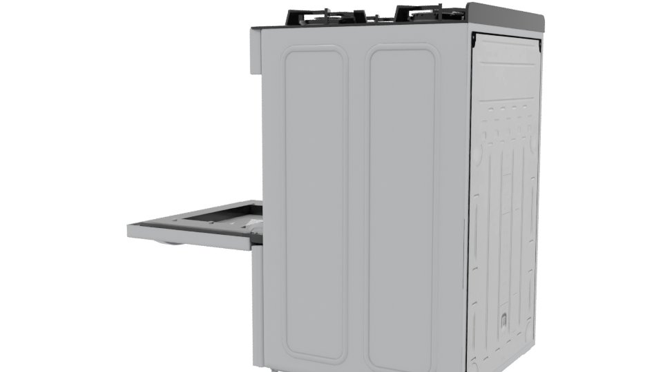 Sleek Stainless Steel Gas Range Oven 3D Model - Professional 3D Model Render 3