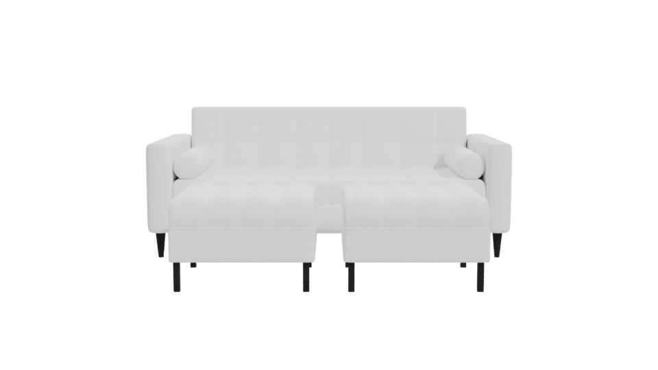 White Retro Sofa with Poufs 3D - Professional 3D Model Render 11