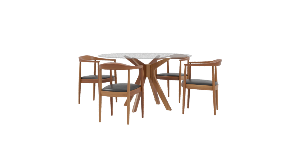 Stylish Modern Dining Table and Chair Set 3D Model - Professional 3D Model Render 3