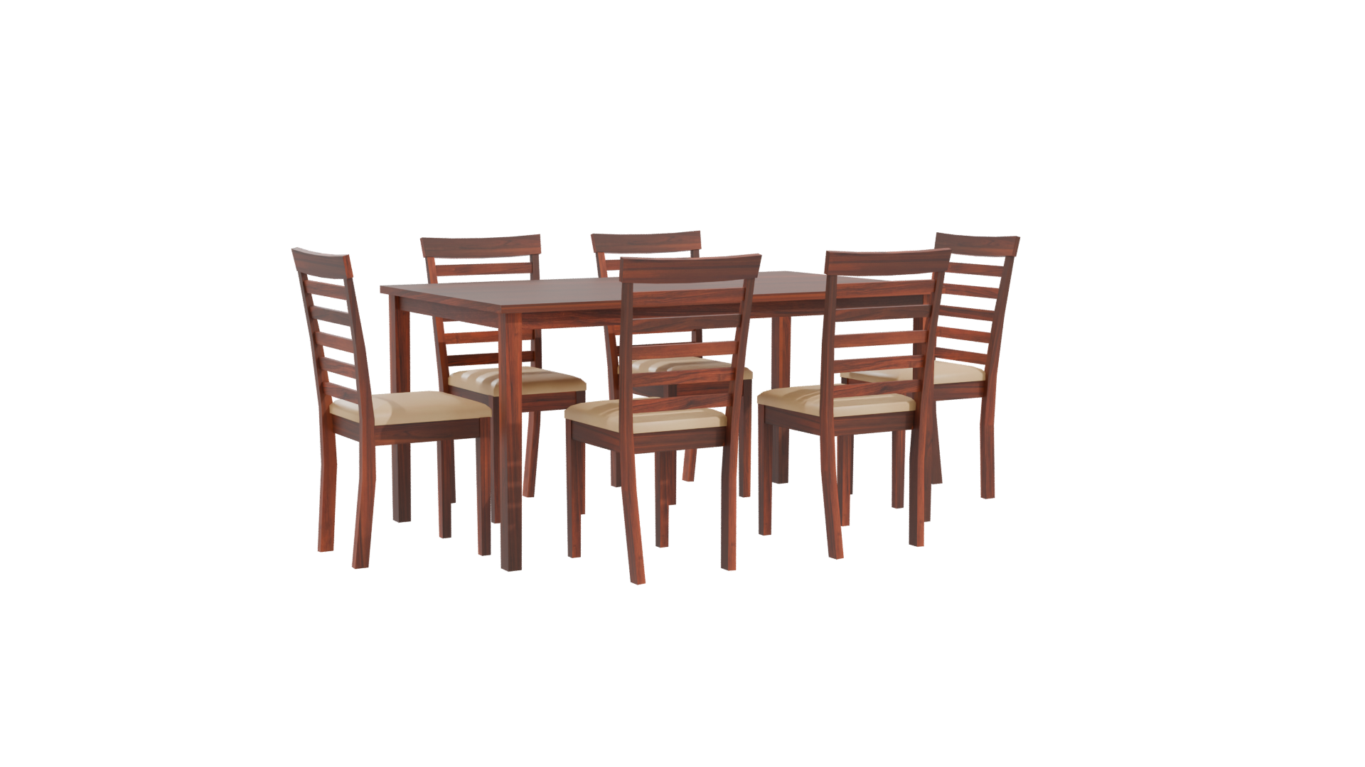 Wooden Dining Table Set 3D - Professional 3D Model Render 10